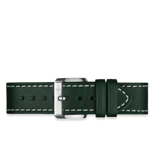 Davosa bracelet cuir vert 20 mm surpiqûres