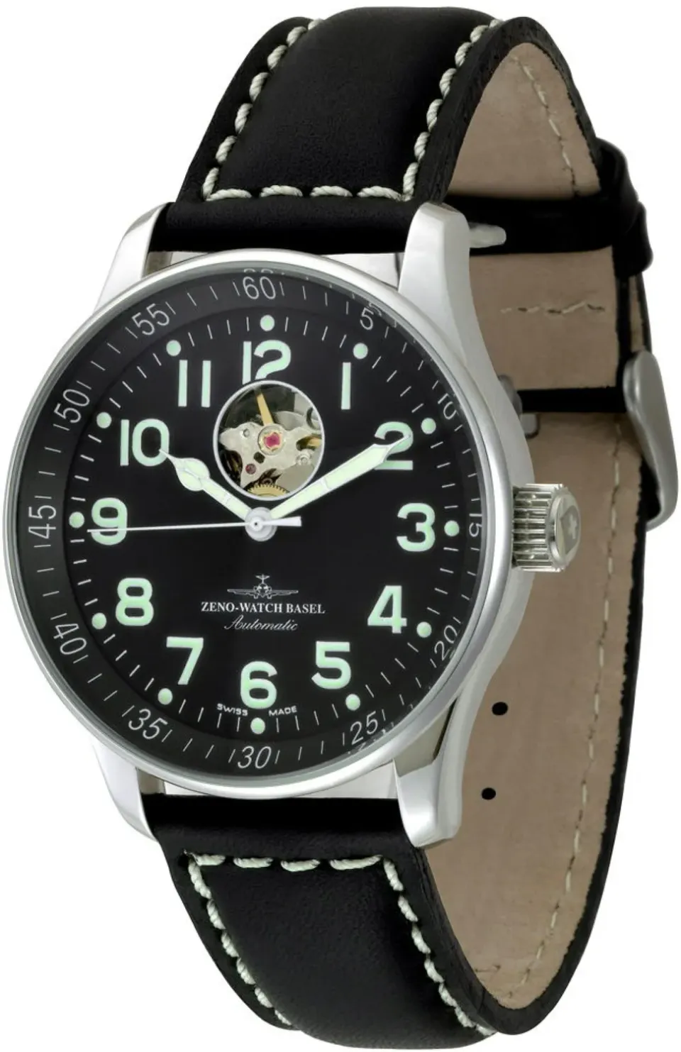 Zeno-Watch Basel X-Large Pilot Open Heart montre coeur ouvert