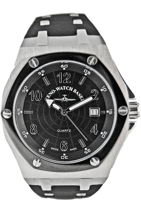 Zeno-Watch Basel Hexa Screws Retro montre lunette noire