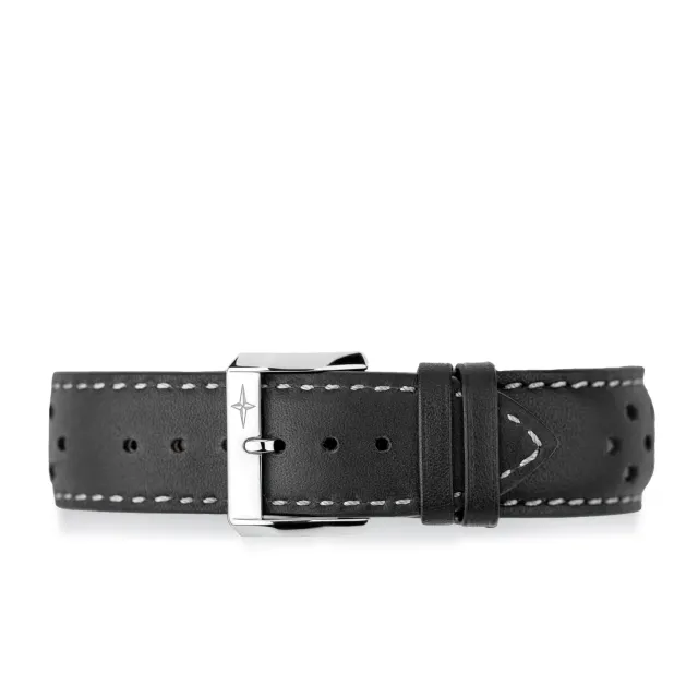 Davosa bracelet cuir noir rallye coutures blanches