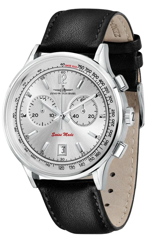 Zeno-Watch Basel Luc Tachymeter Quartz Chrono montre cadran gris