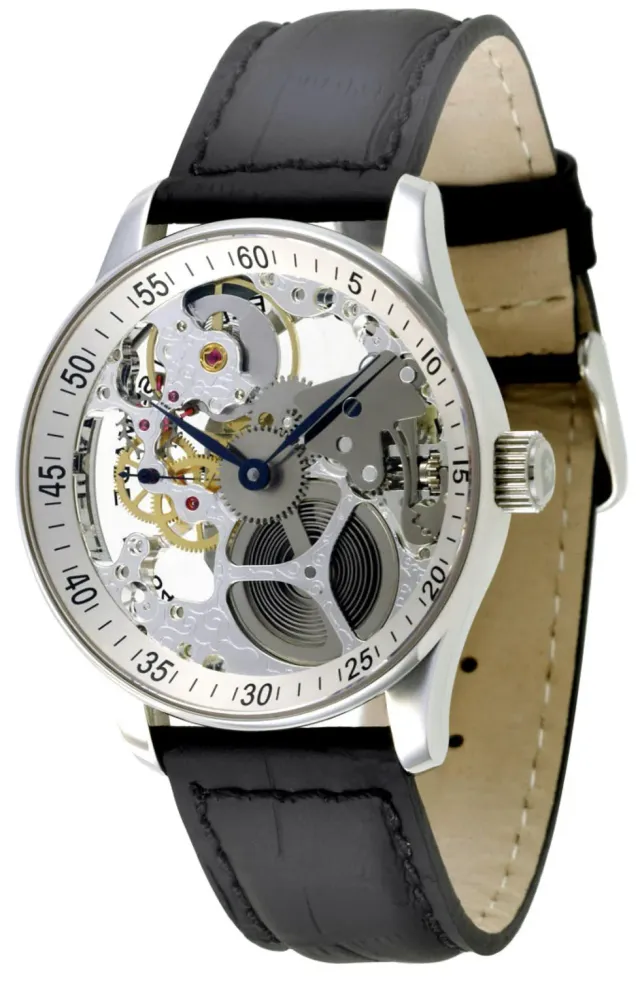 Zeno-Watch Basel X-Large Retro Skeleton montre acier