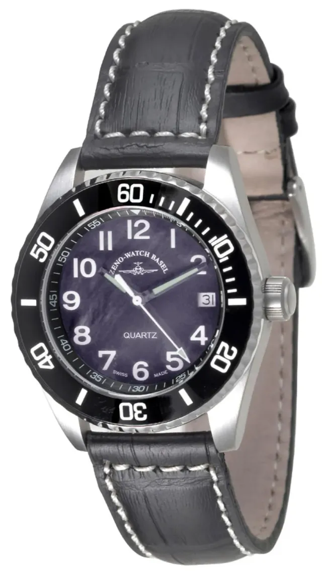 Zeno-Watch Basel Diver Ceramic montre plongée nacre bordeaux
