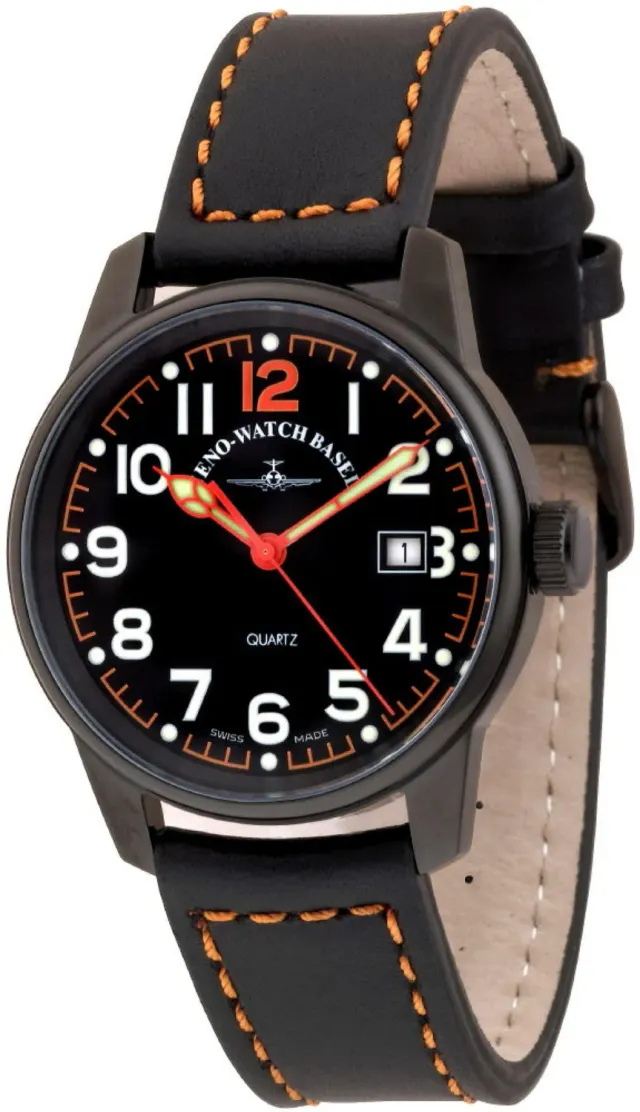 Zeno-Watch Basel Classic Pilot Date montre pilote noire