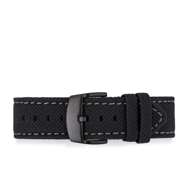 Davosa bracelet cuir veau noir 22mm coutures grises