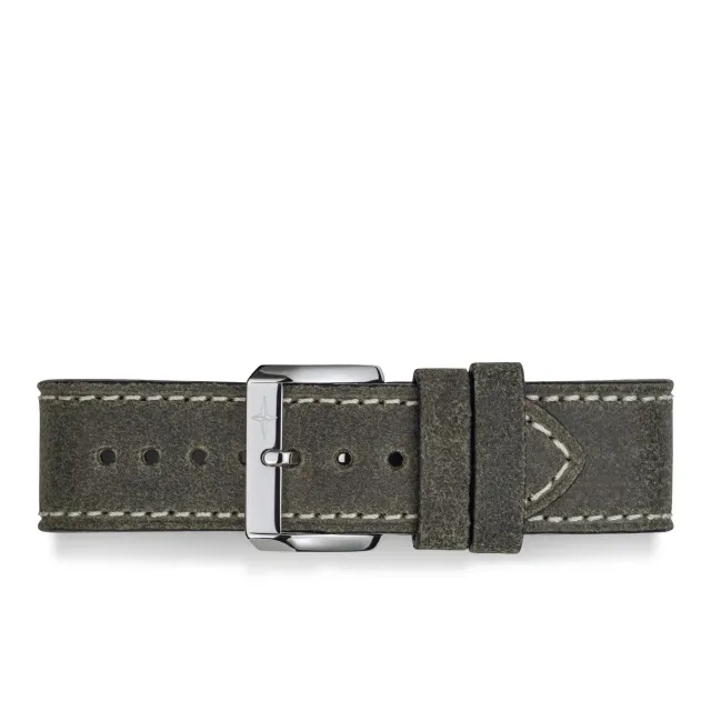 Davosa bracelet cuir vert gris 22mm surpiqûres blanches