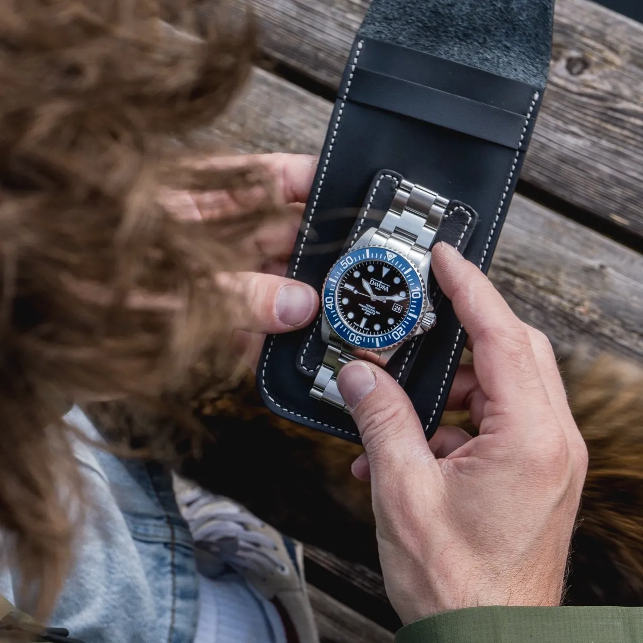 Davosa étui voyage montre cuir vachette