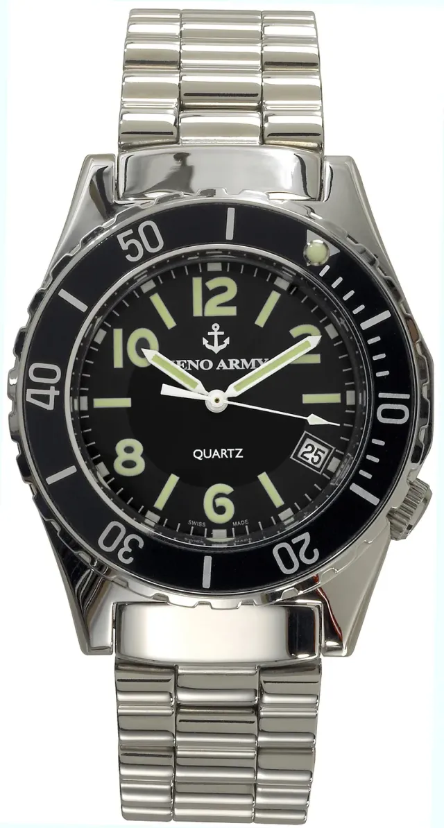 Zeno-Watch Basel Army Diver Quartz montre plongée lunette unidirectionnelle