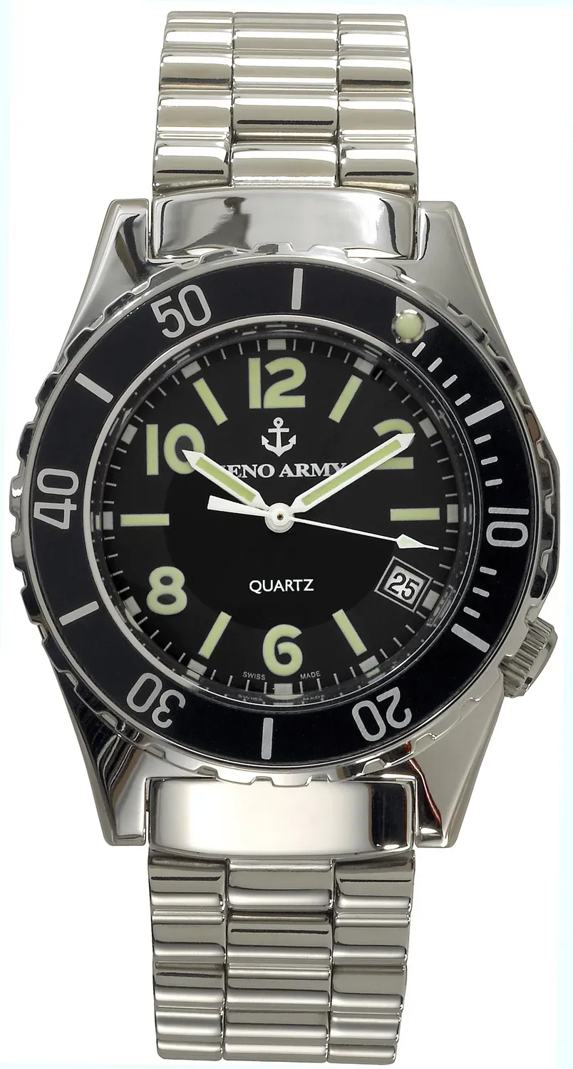 Zeno-Watch Basel Army Diver Quartz montre plongée lunette unidirectionnelle