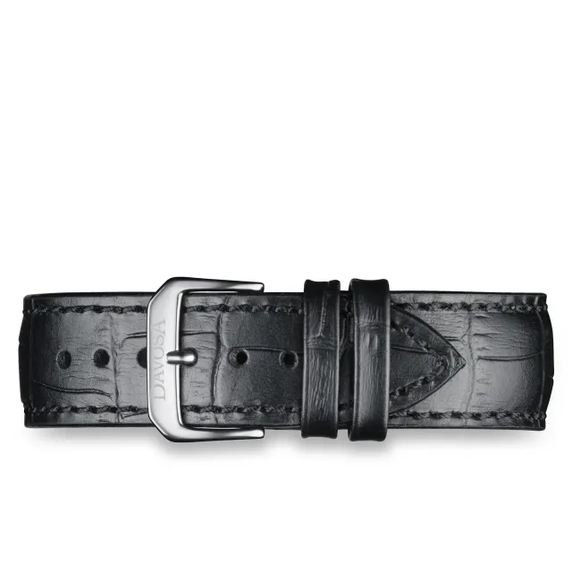 Davosa bracelet cuir veau noir surpiqûres ton sur ton