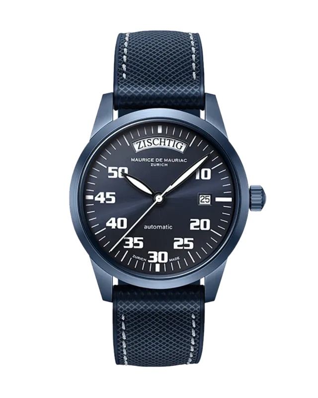 Maurice de Mauriac Automatic Modern Blue PVD Züri Date montre