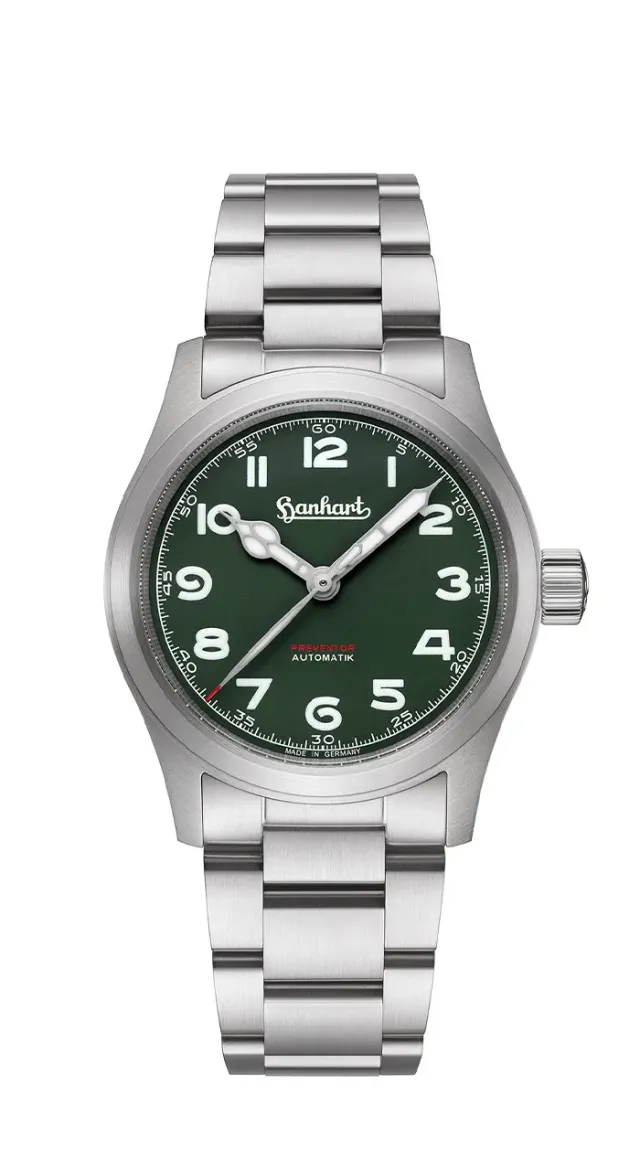 Hanhart Preventor HD12 Black Forest Green montre 36 mm acier