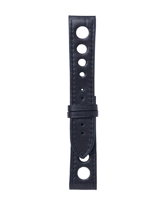 Maurice de Mauriac Bracelet Cuir Noir Perforé
