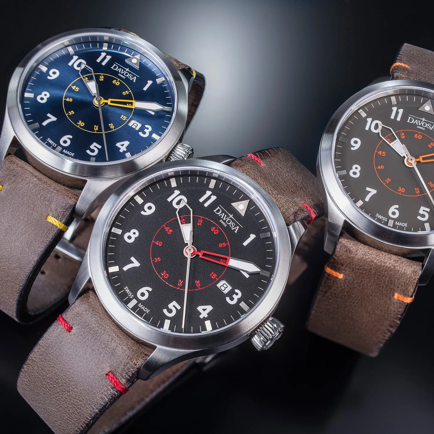 Davosa Neoteric Pilot montre automatique 42 mm chiffres arabes