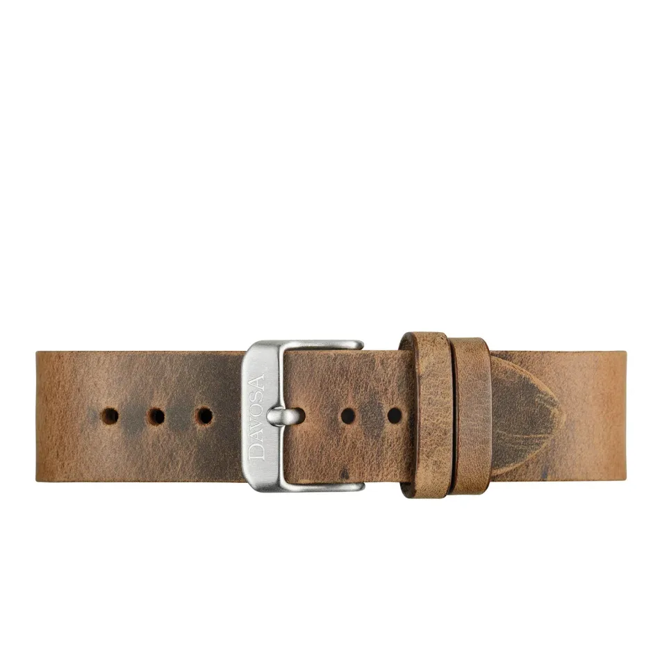 Davosa bracelet cuir marron vintage 20mm boucle acier