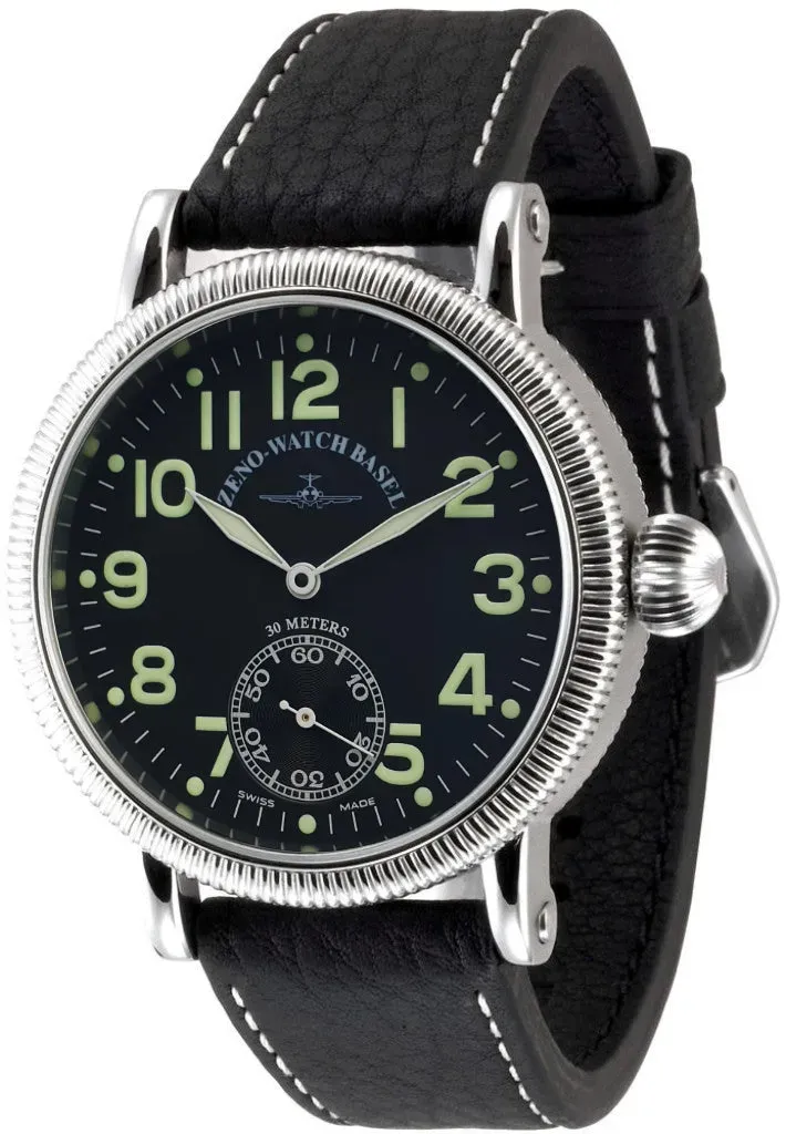 Zeno-Watch Basel Nostalgia 6 XL Winder montre lunette cannelée