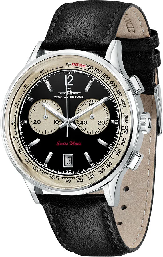 Zeno-Watch Basel Luc Tachymeter Quartz Chrono montre cadran gris