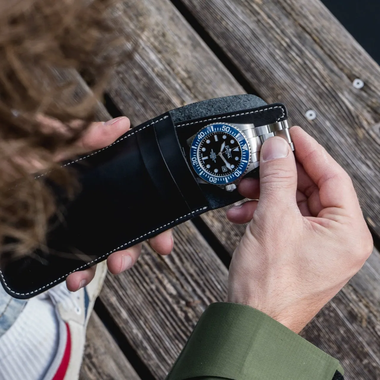 Davosa étui voyage montre cuir vachette