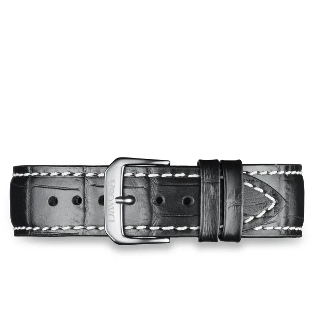Davosa bracelet cuir noir grain croco boucle