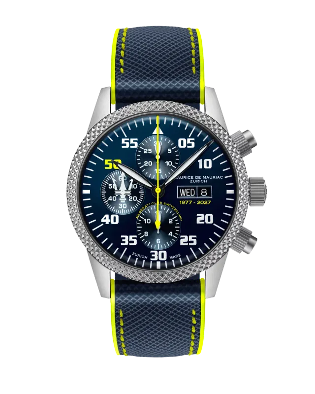 Maurice de Mauriac Chrono Modern Maserati Club Switzerland Jubilee Edition montre jaune