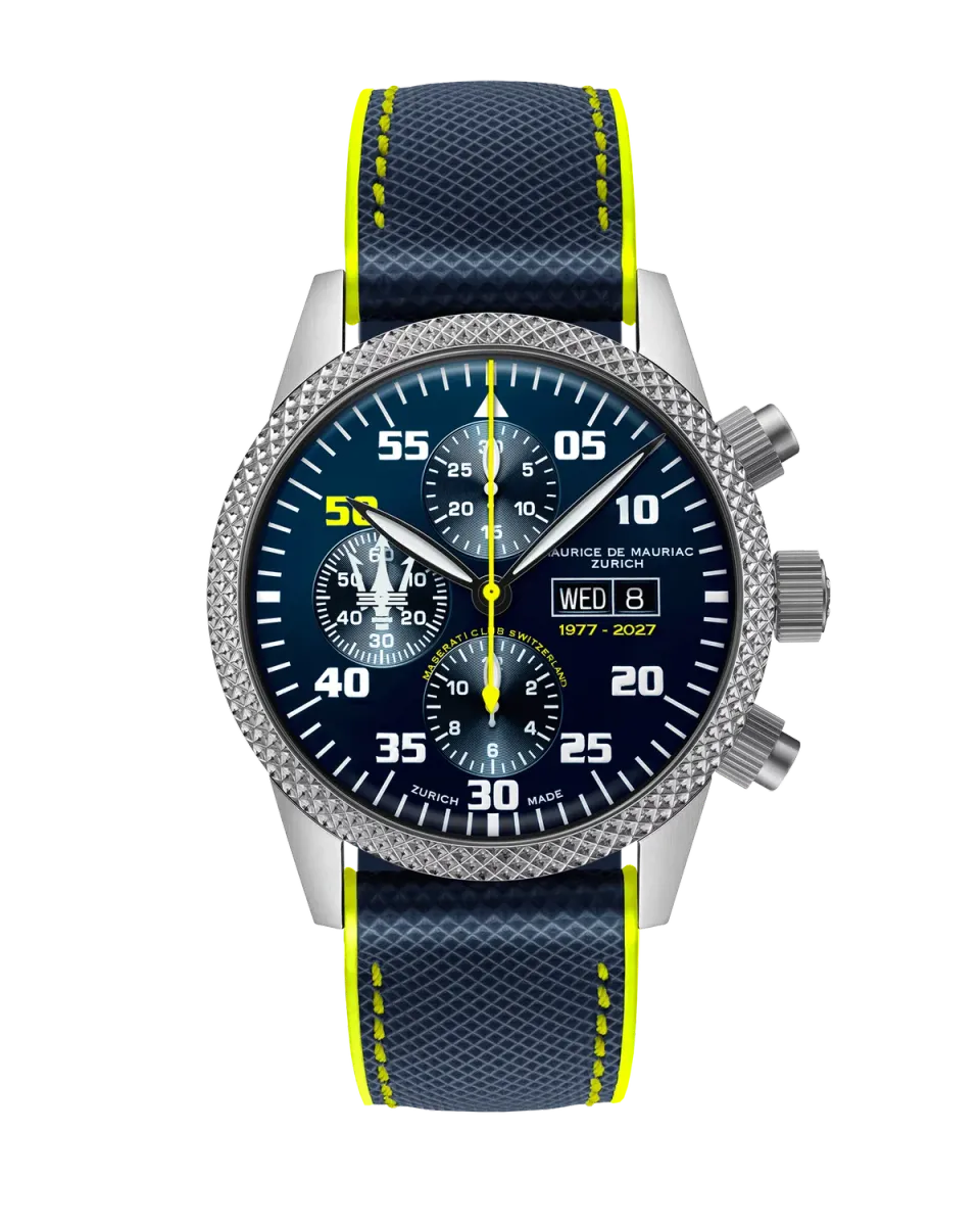 Maurice de Mauriac Chrono Modern Maserati Club Switzerland Jubilee Edition montre jaune