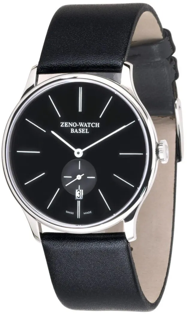 Zeno-Watch Basel Flat Bauhaus montre noire à quartz
