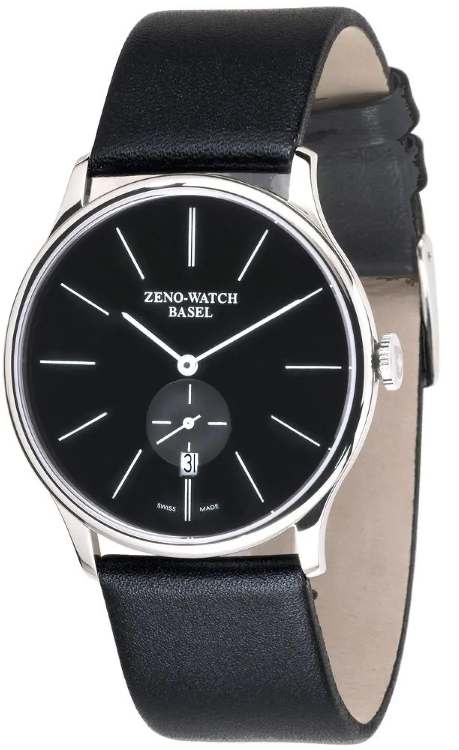 Zeno-Watch Basel Flat Bauhaus montre noire à quartz